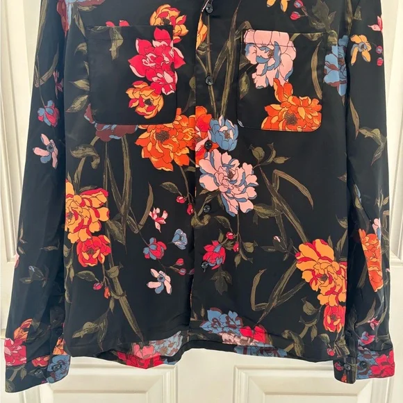 Urban Outfitters Satin Floral Button-Down Shirt S - Picture 8 of 12